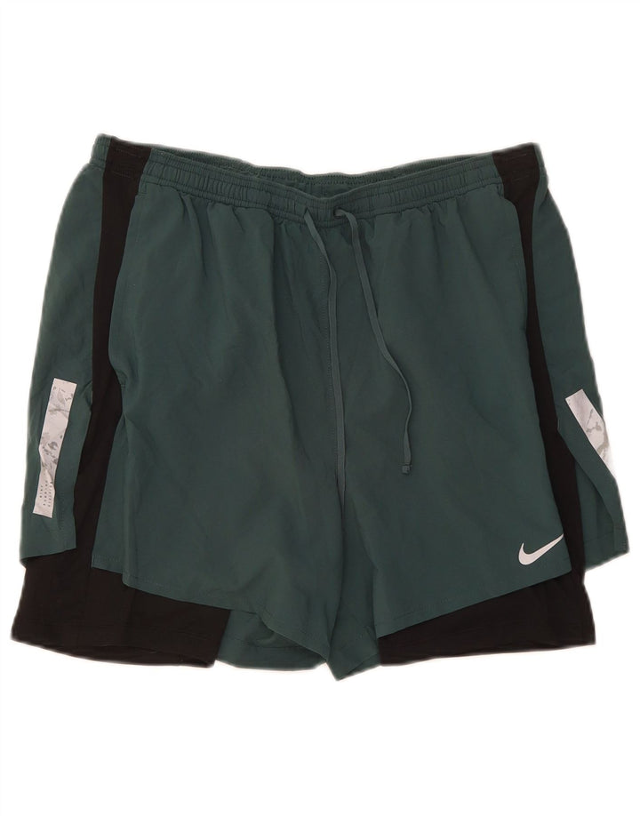 Nike Herre Dri Fit Sportshorts Store Grønne Colourblock Polyester