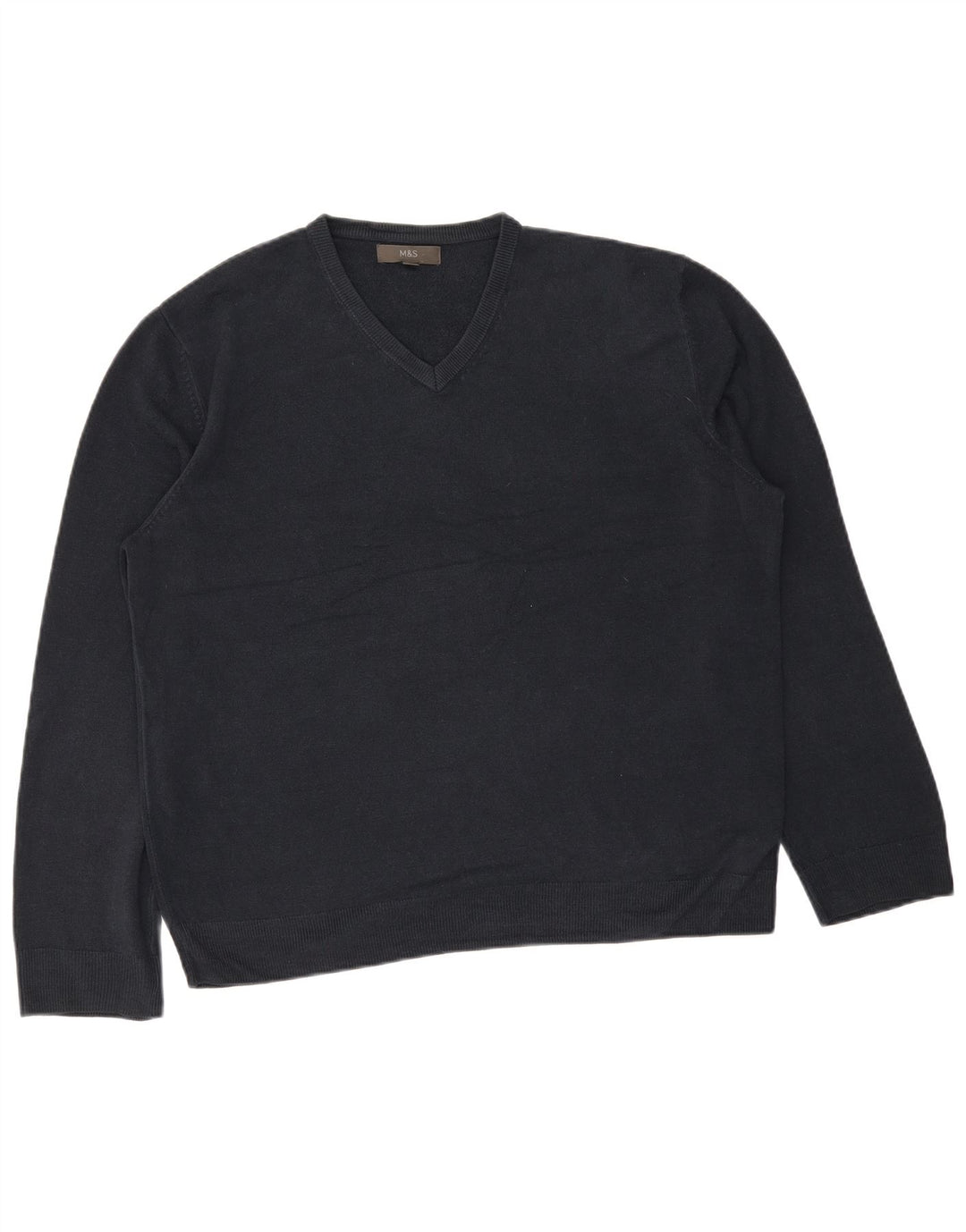 Marks & Spencer Herre V-hals sweater 2XL marineblå akryl