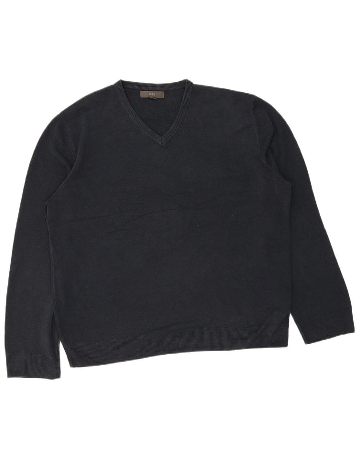 Marks & Spencer Herre V-hals sweater 2XL marineblå akryl