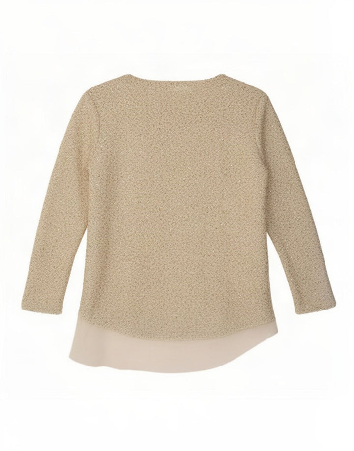 Zara Dame 3/4 ærmet Tunika Top UK 16 Stor Beige Polyester