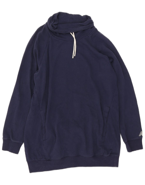 New Balance Dame Longline Sweatshirt Jumper UK 16 Large Navy Blue Bomuld