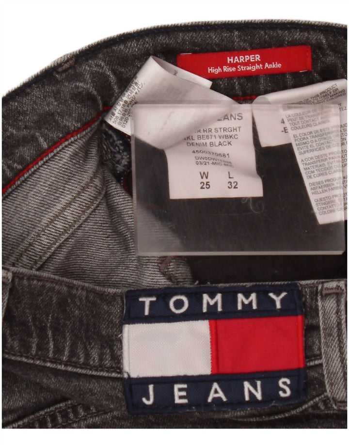 TOMMY HILFIGER Dame Harper Højtaljede lige jeans W25 L27 Grå Bomuld