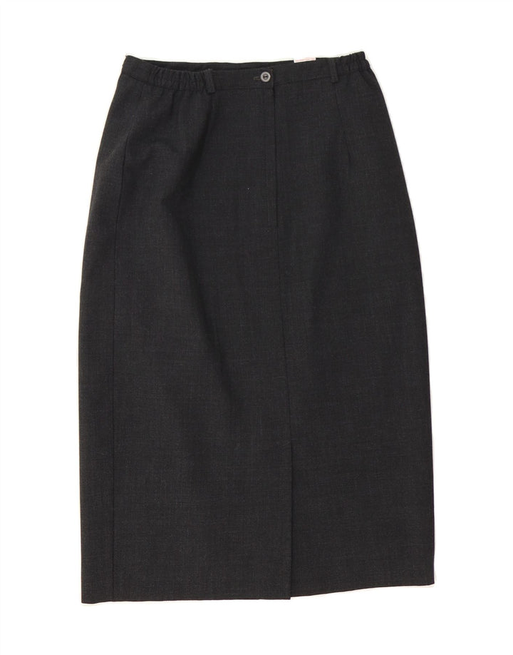 CLASSICS Womens High Waist Midi Skirt UK 14 Medium W26 Black Wool Vintage Classics and Second-Hand Classics from Messina Hembry 