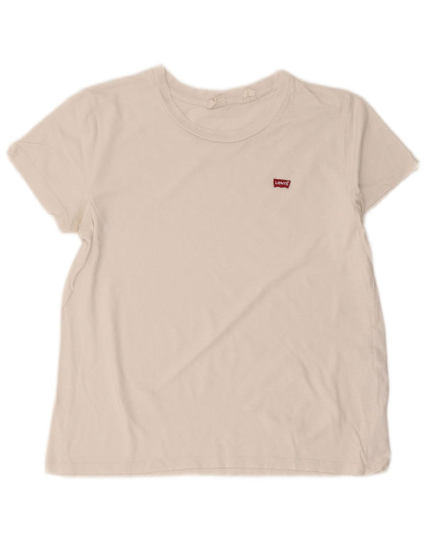 Levi's Dame T-Shirt Top UK 12 Medium Hvid Bomuld