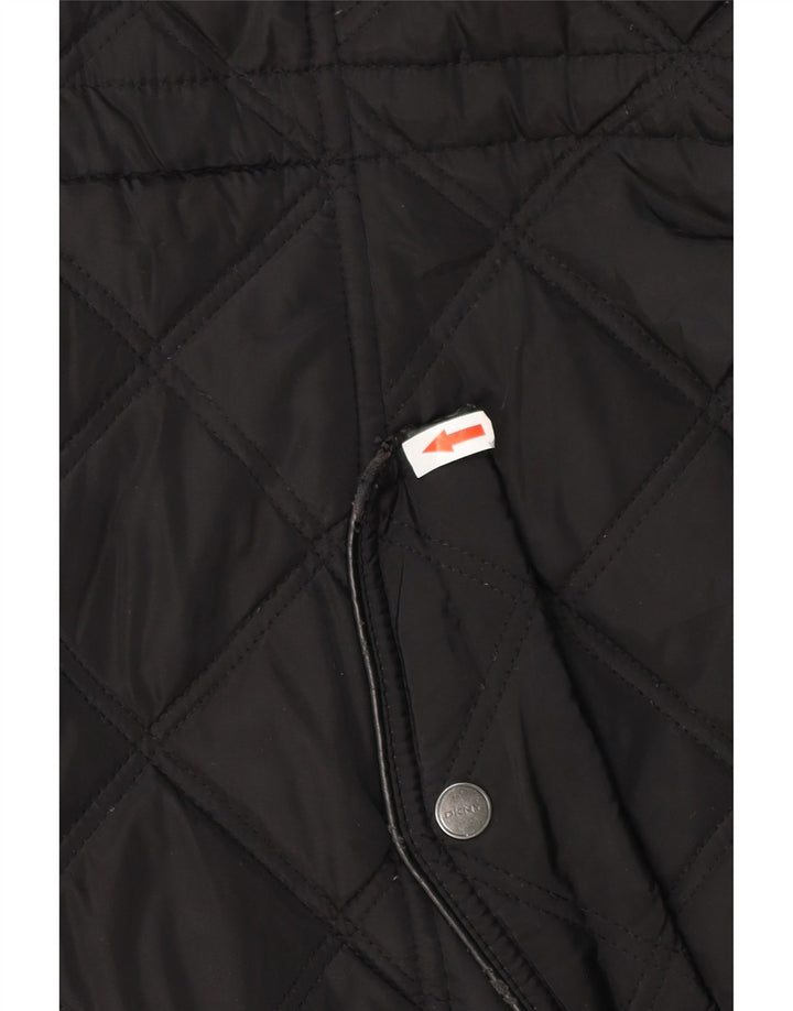 DKNY Quiltet overfrakke med hætte til kvinder UK 18 XL Sort Polyester