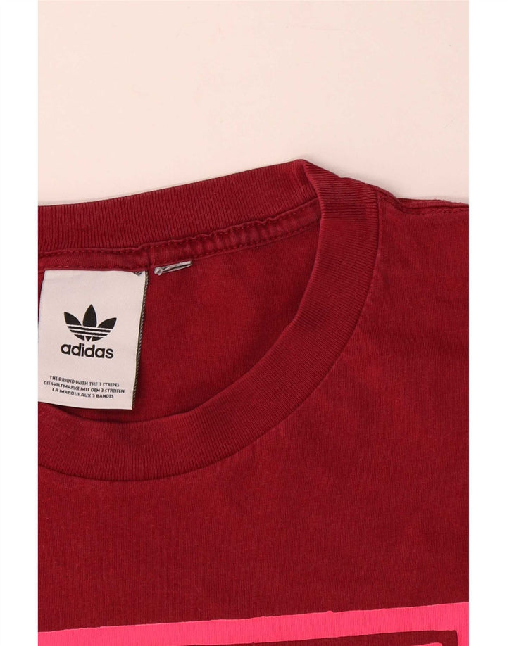 Adidas Tre Stripes Grafisk T-Shirt Top Stor Rød