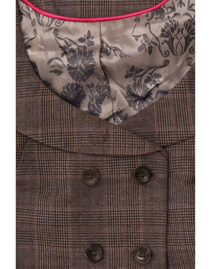 TED BAKER Dobbeltradet vest for kvinder str. 2 Lille grå ternet uld