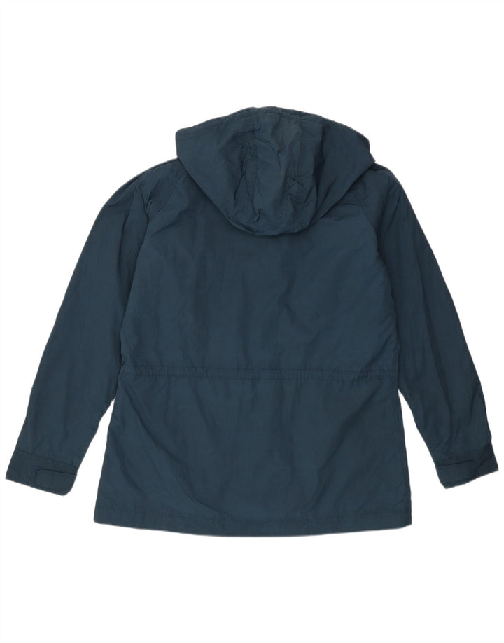 Eddie Bauer Dame Hooded Utility Jacket UK 16 Large Blue Nylon