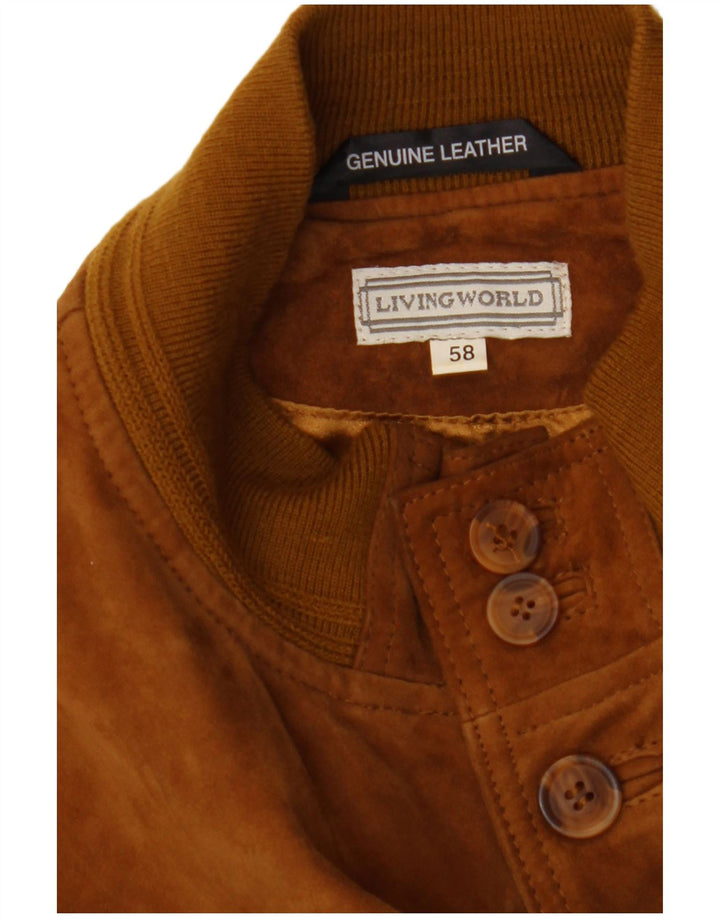 Living World Herre Ruskind Bomber Jacket IT 58 4XL Brunt Læder