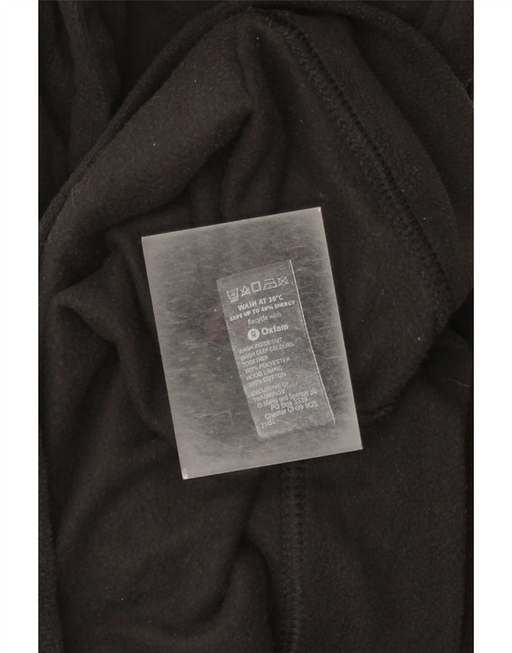 Marks & Spencer dame fleecetrøje med hætte UK 16 Stor sort polyester