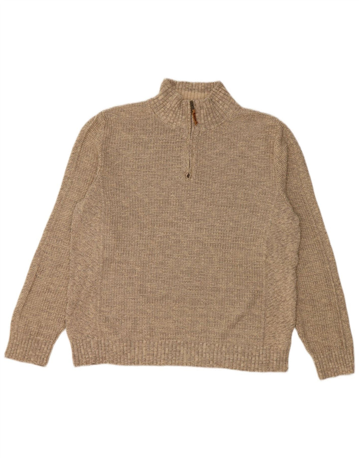 FAT FACE Herre Zip Neck Jumper Sweater XL Grå Bomuld