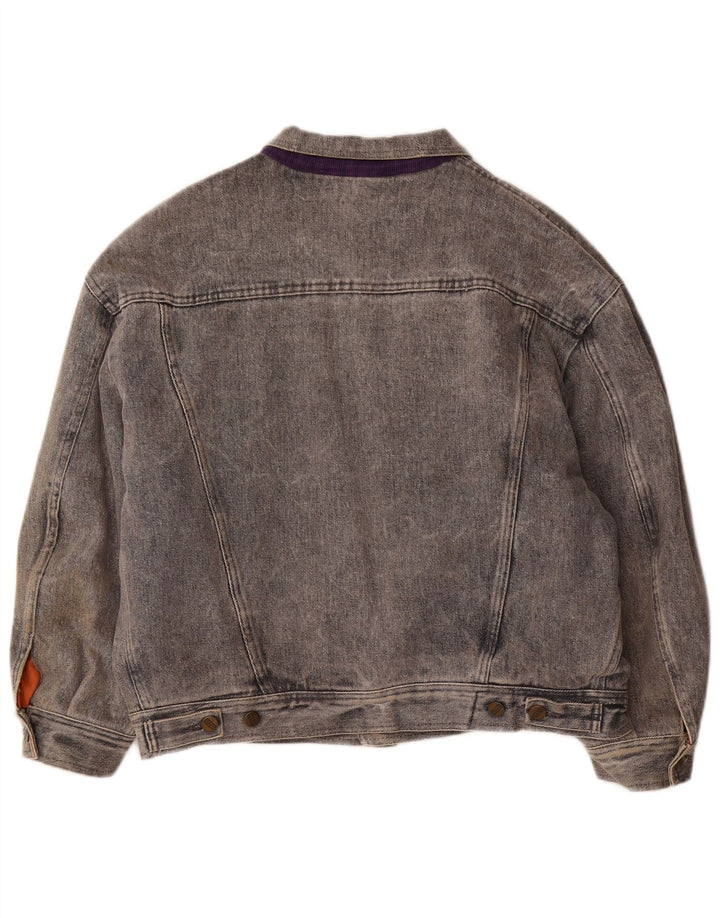 LUKKET Dame Oversized denimjakke UK 14 Large Grå