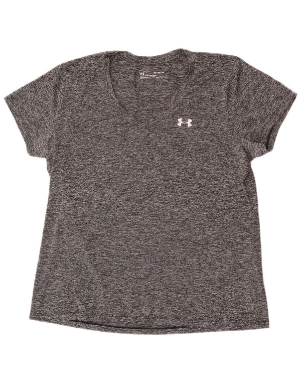 Under Armour Dame Heat Gear Loose Fit T-Shirt Top UK 18 XL Grå Flecked