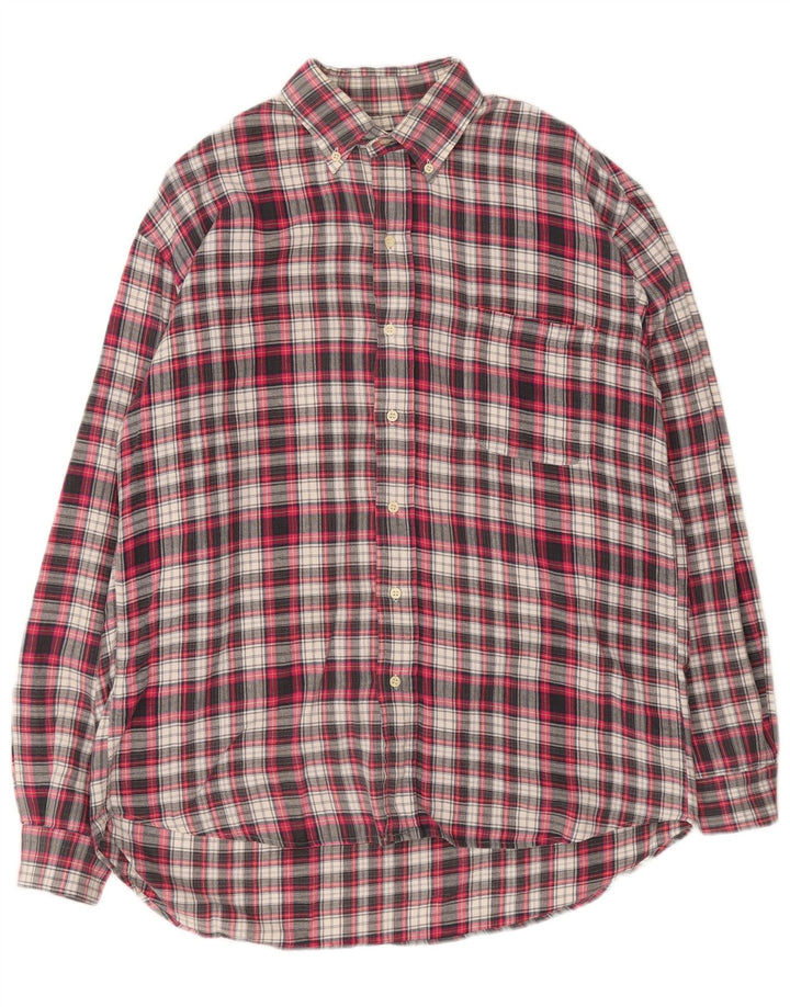 Vintage flannelskjorte til mænd, stor rød ternet bomuld