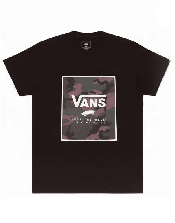 Vans Herre Custom Fit Grafisk T-Shirt Top Medium Sort Bomuld
