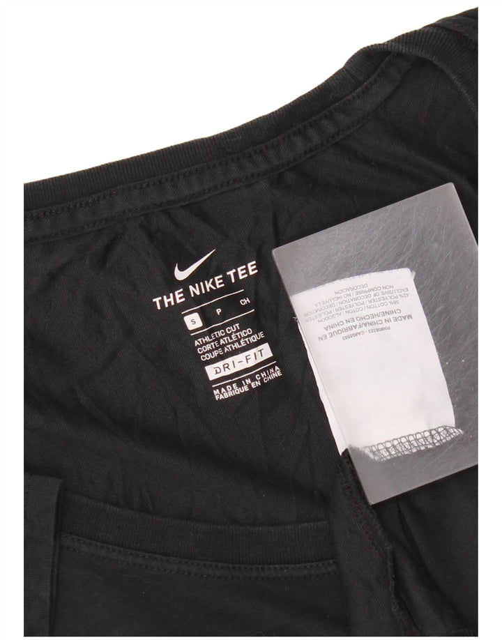 Nike Dame Athletic Cut Grafisk T-Shirt Top UK 10 Small Black Bomuld