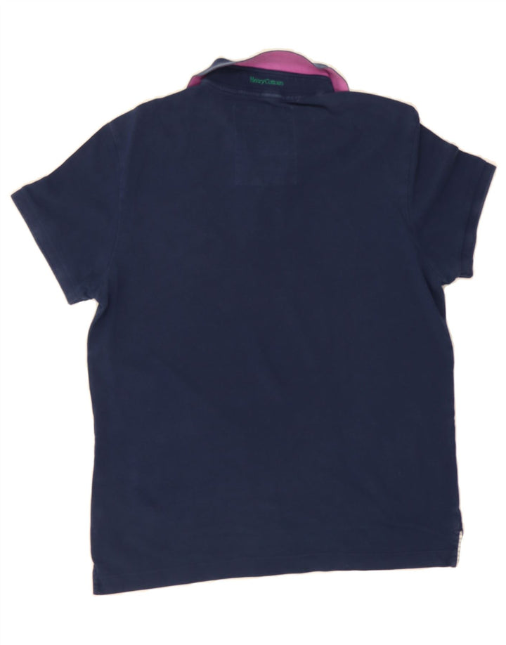 HENRY COTTONS Mens Slim Fit Polo Shirt Medium Navy Blue Cotton Vintage Henry Cottons and Second-Hand Henry Cottons from Messina Hembry 