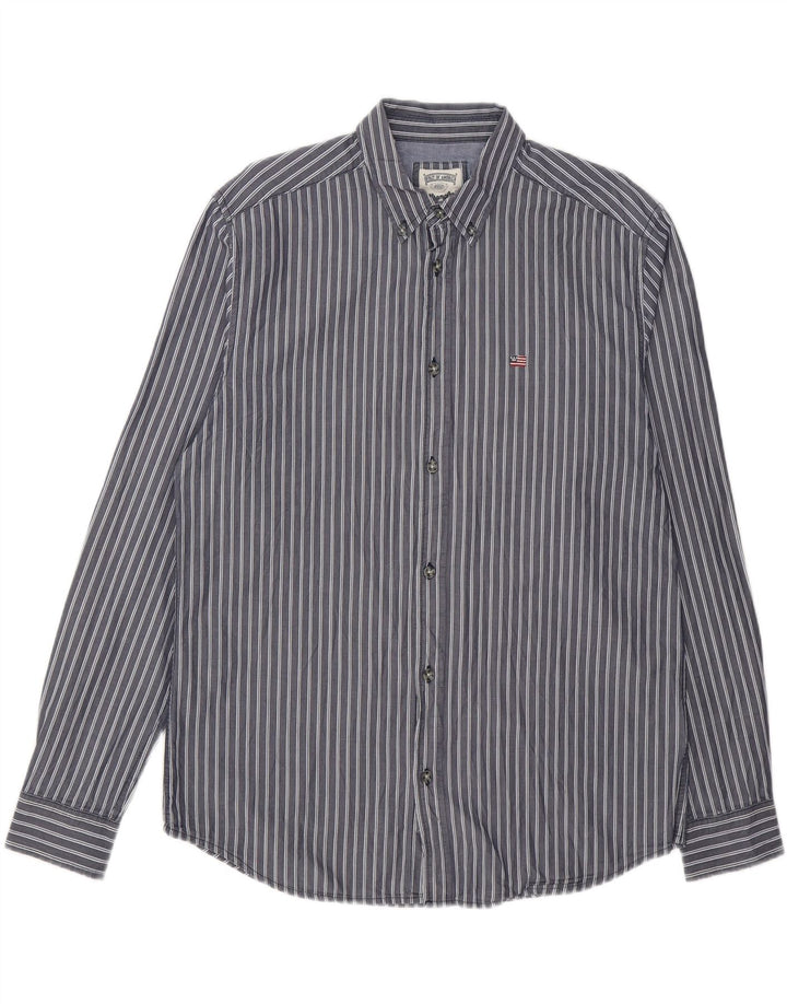 WRANGLER Mens Shirt Large Grey Striped Cotton Vintage Wrangler and Second-Hand Wrangler from Messina Hembry 