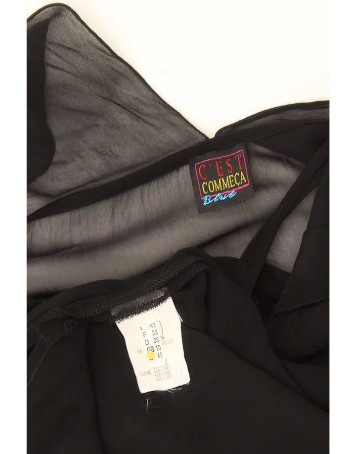 C'EST COMMECA Dame Oversized bluse Top UK 10 Small Black Viscose