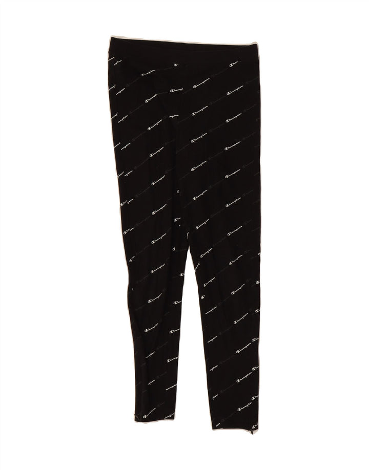 CHAMPION Womens Graphic Leggings UK 8 Small  Black Vintage Champion and Second-Hand Champion from Messina Hembry 
