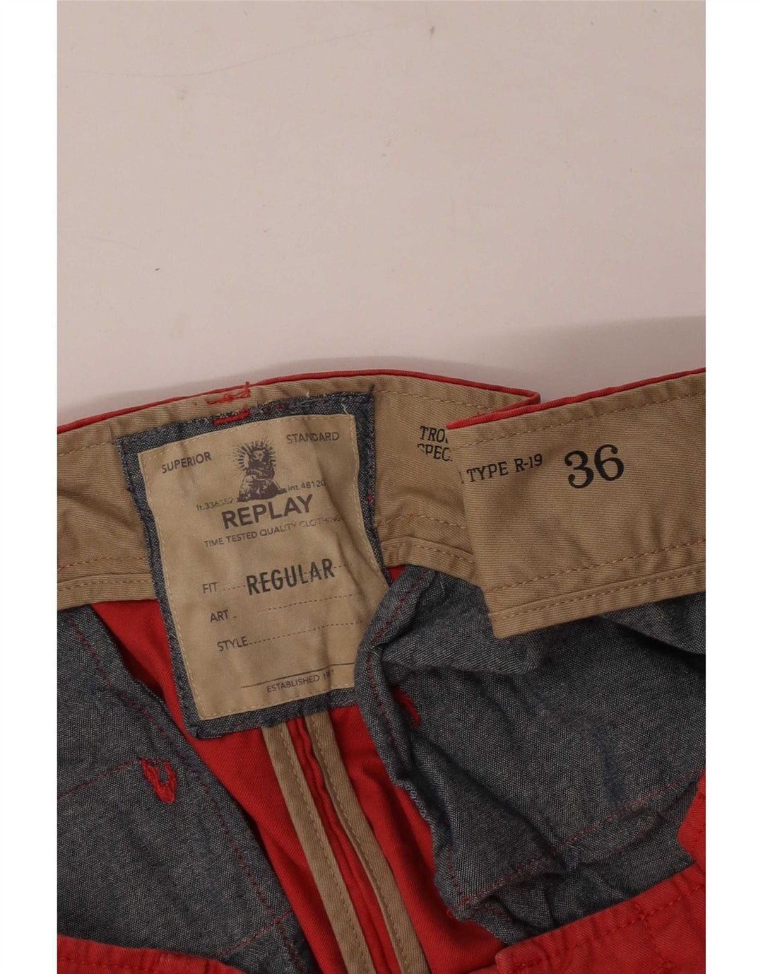 Replay Herre Chino Shorts W36 Large Red