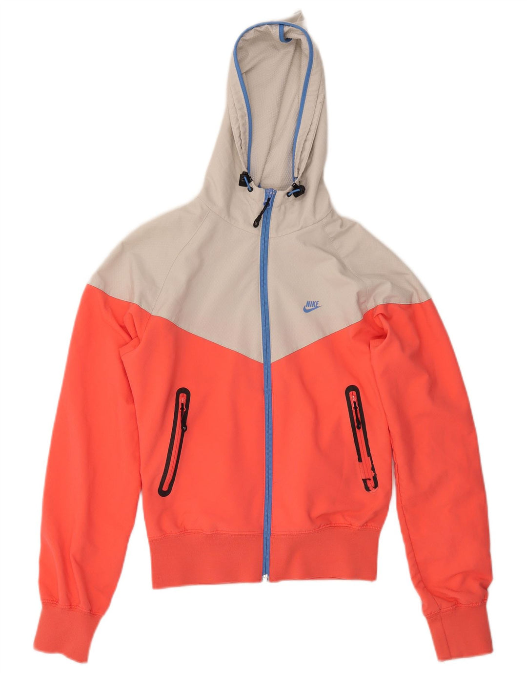 Nike hættebomberjakke til kvinder UK 10 Small Orange Colourblock Bomuld