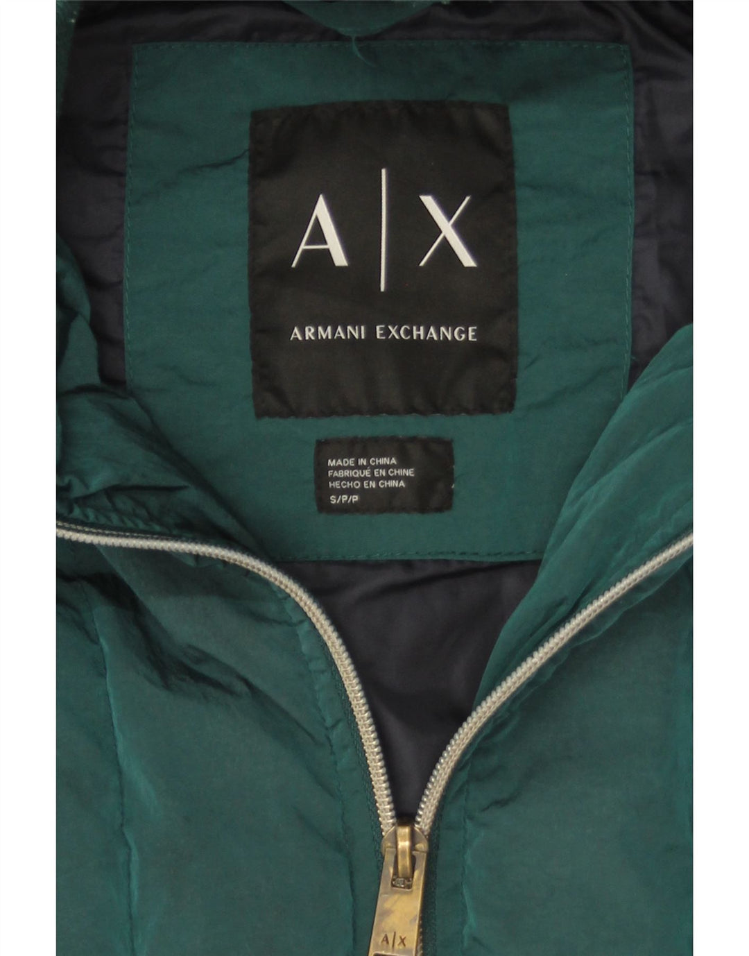 Armani Exchange Dame Hætte Oversized Polstret Jakke UK 10 Lille Grøn