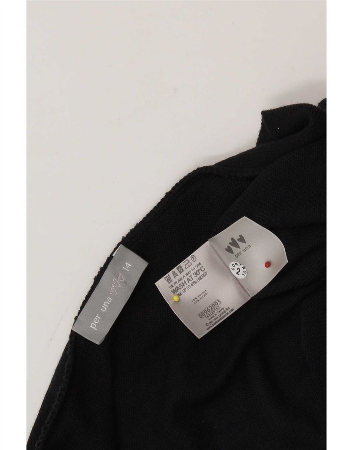 Marks & Spencer Dame Asymmetrisk Cardigan Sweater UK 14 Large Black