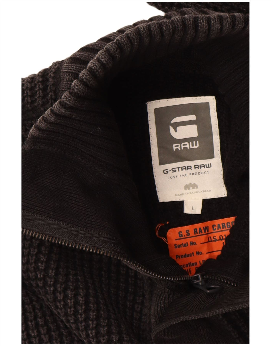 G-Star Herre Button Neck Jumper Sweater Stor Sort Bomuld