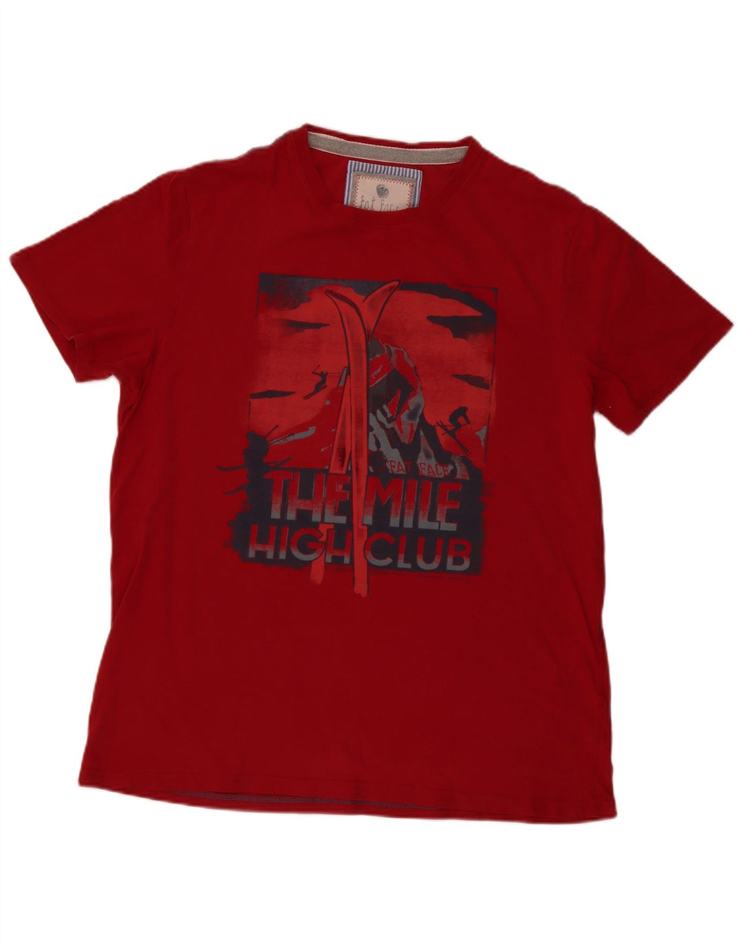 Fat Face Herre Grafisk T-Shirt Top XL Rød Bomuld