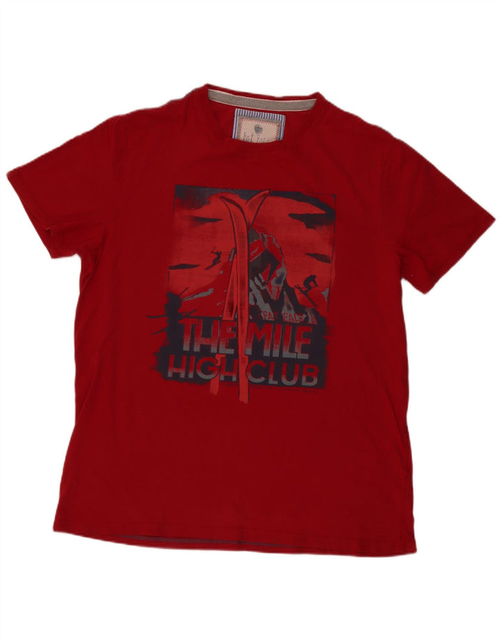 Fat Face Herre Grafisk T-Shirt Top XL Rød Bomuld