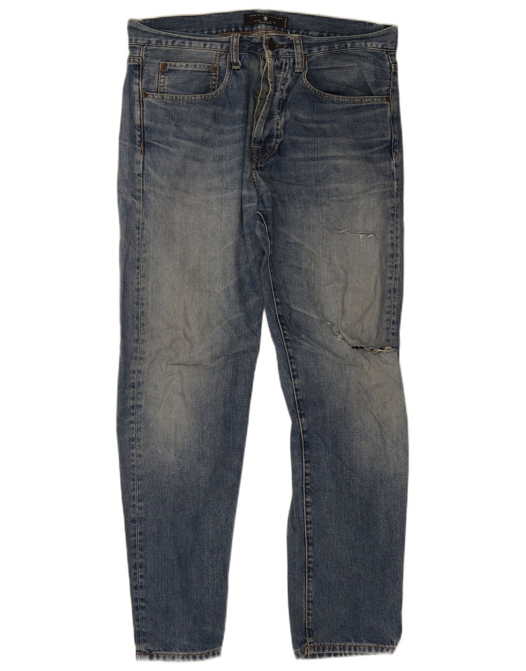 Zara Herre Distressed Slim Jeans EU 42 Large W32 L30 Blue