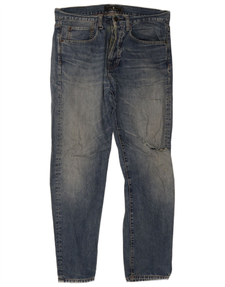 Zara Herre Distressed Slim Jeans EU 42 Large W32 L30 Blue