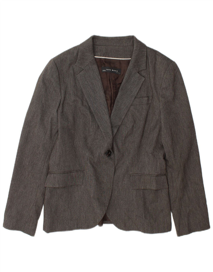 Zara Dame 1 Knap Blazer Jacket UK 18 XL Grå Viscose