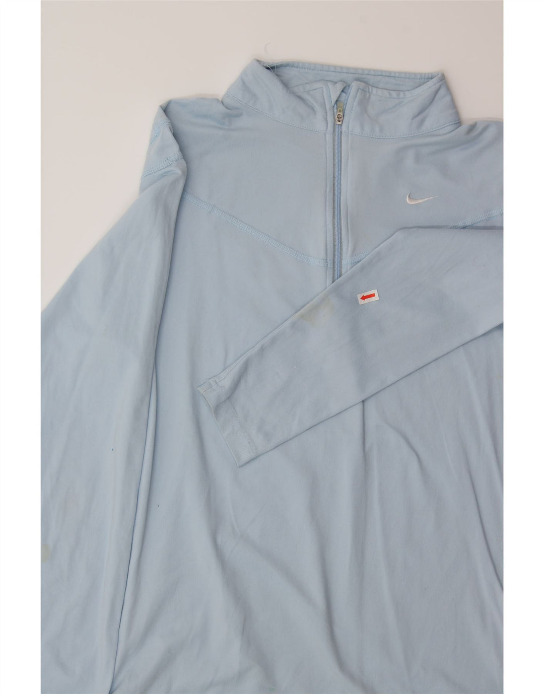 NIKE Womens Zip Neck Pullover Tracksuit Top US 8/10 Medium Blue Nylon Vintage Nike and Second-Hand Nike from Messina Hembry 