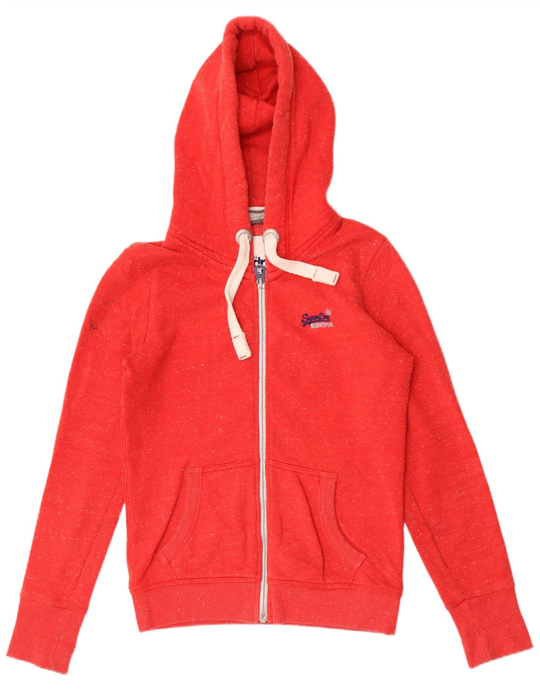 SUPERDRY Hættetrøje med lynlås til mænd, lille rødflettet polyester