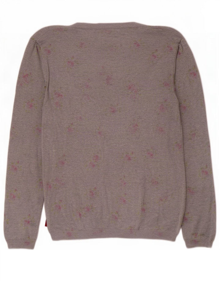 Kappa kvinders abstrakt mønster cardigan sweater UK 14 medium grå bomuld