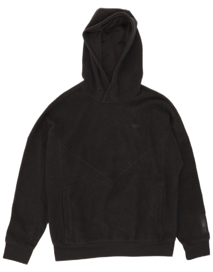 Adidas drenge fleecetrøje med hætte 12-13 år Sort polyester