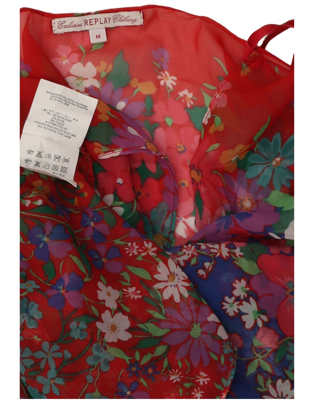 Replay Damebluse Top UK 14 Medium Red Floral Polyester