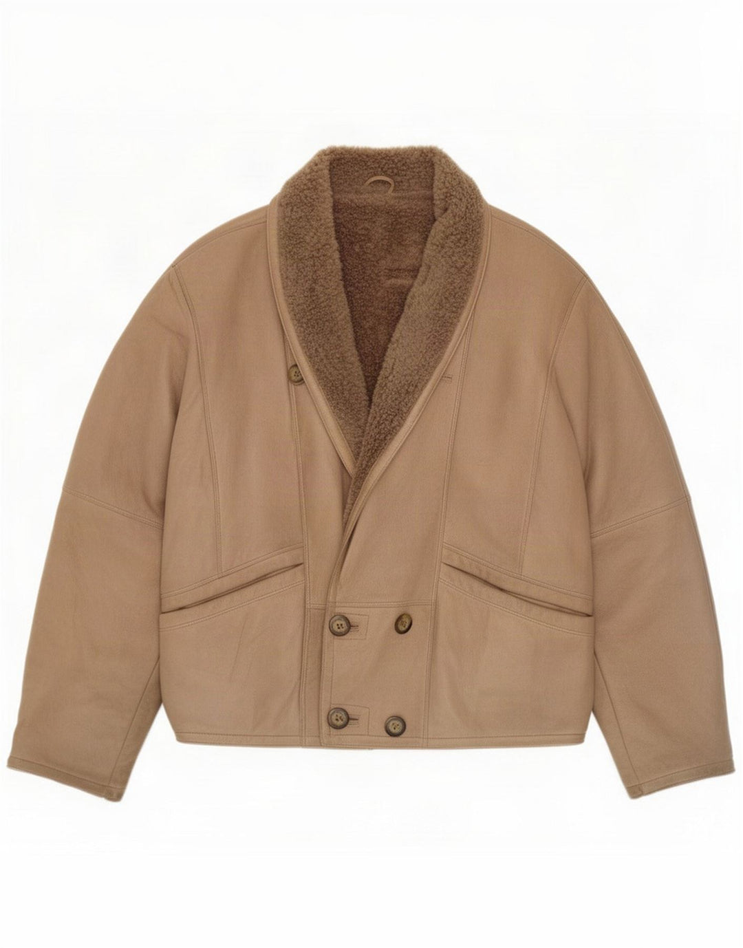 Vintage Herre Dobbeltradet Shearling Jacket IT 52 XL Beige