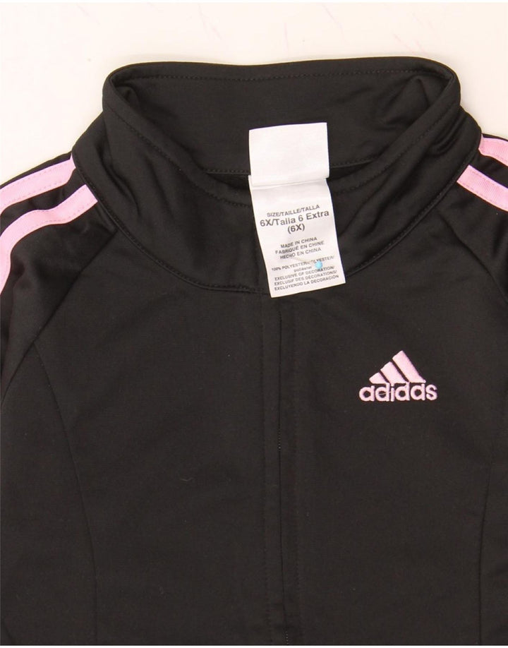 ADIDAS Girls Tracksuit Top Jacket 6-7 Years Black Polyester Vintage Adidas and Second-Hand Adidas from Messina Hembry 