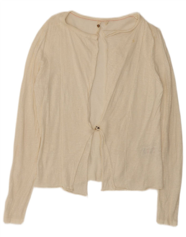 White Stuff Dame Cardigan Sweater UK 12 Medium Off Linnen