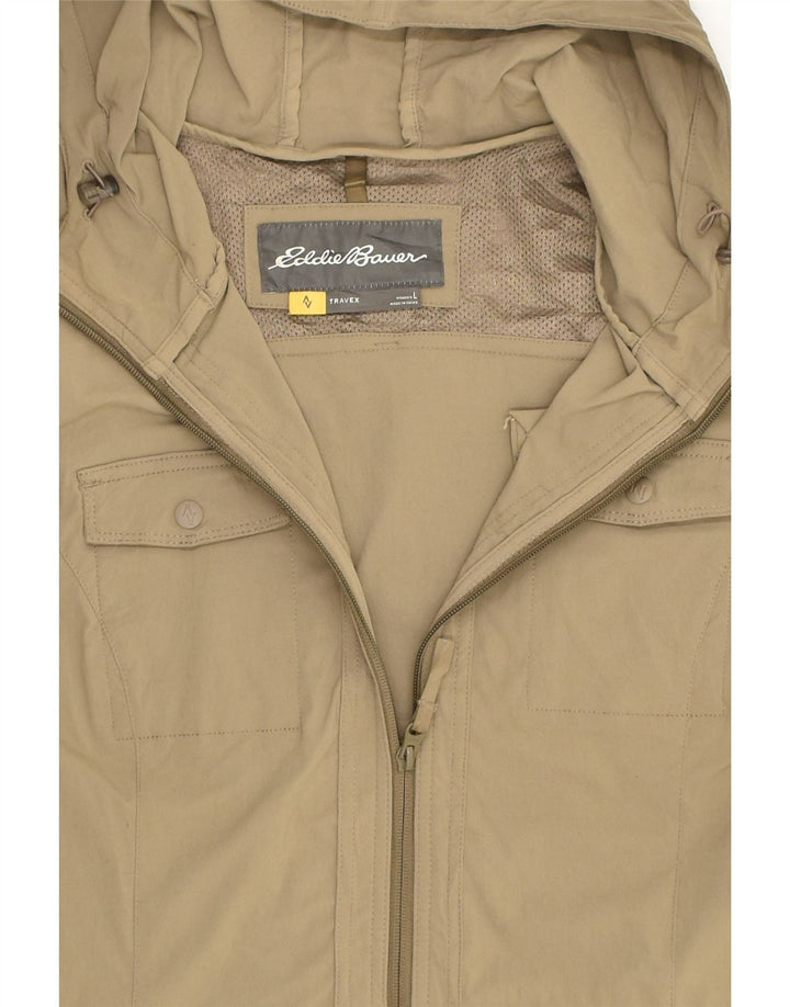 EDDIE BAUER Womens Hooded Utility Jacket UK 14 Large Khaki Polyester | Vintage Eddie Bauer | Thrift | Second-Hand Eddie Bauer | Used Clothing | Messina Hembry 