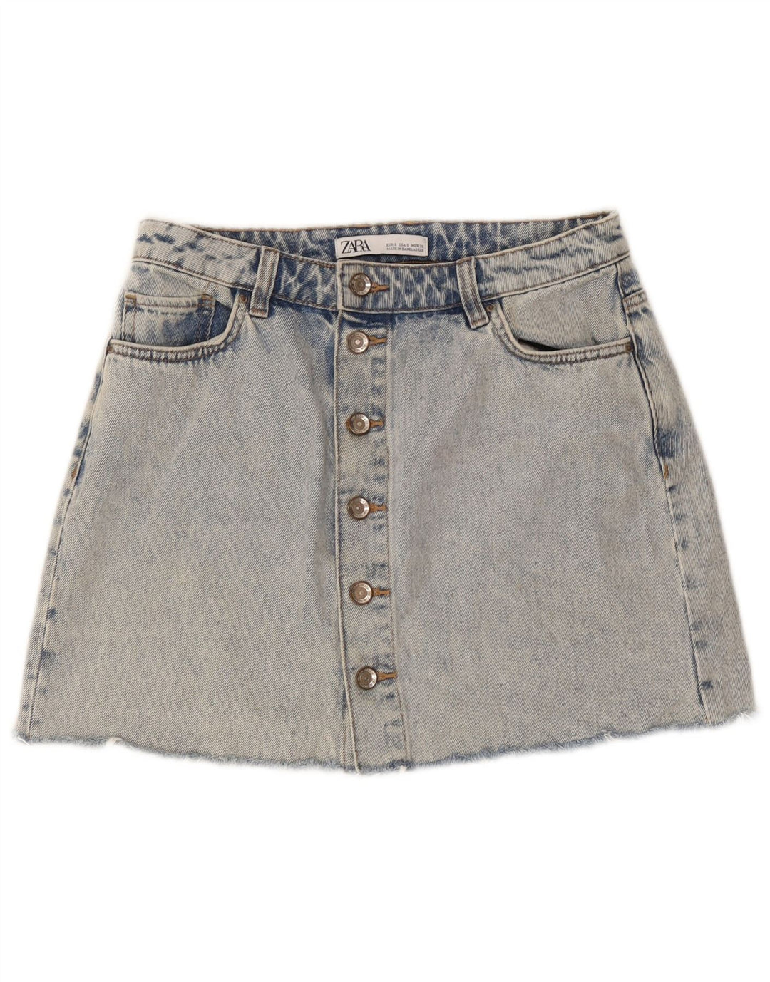 Zara Dame Denim Nederdel Lille W26 Blå Bomuld