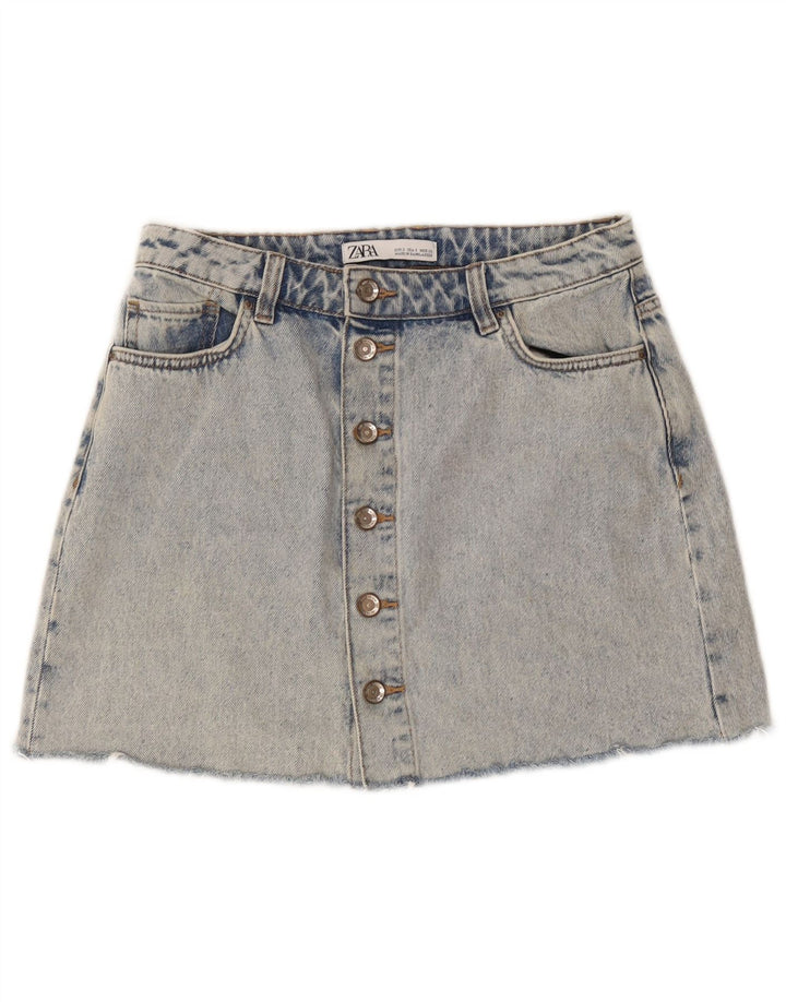Zara Dame Denim Nederdel Lille W26 Blå Bomuld