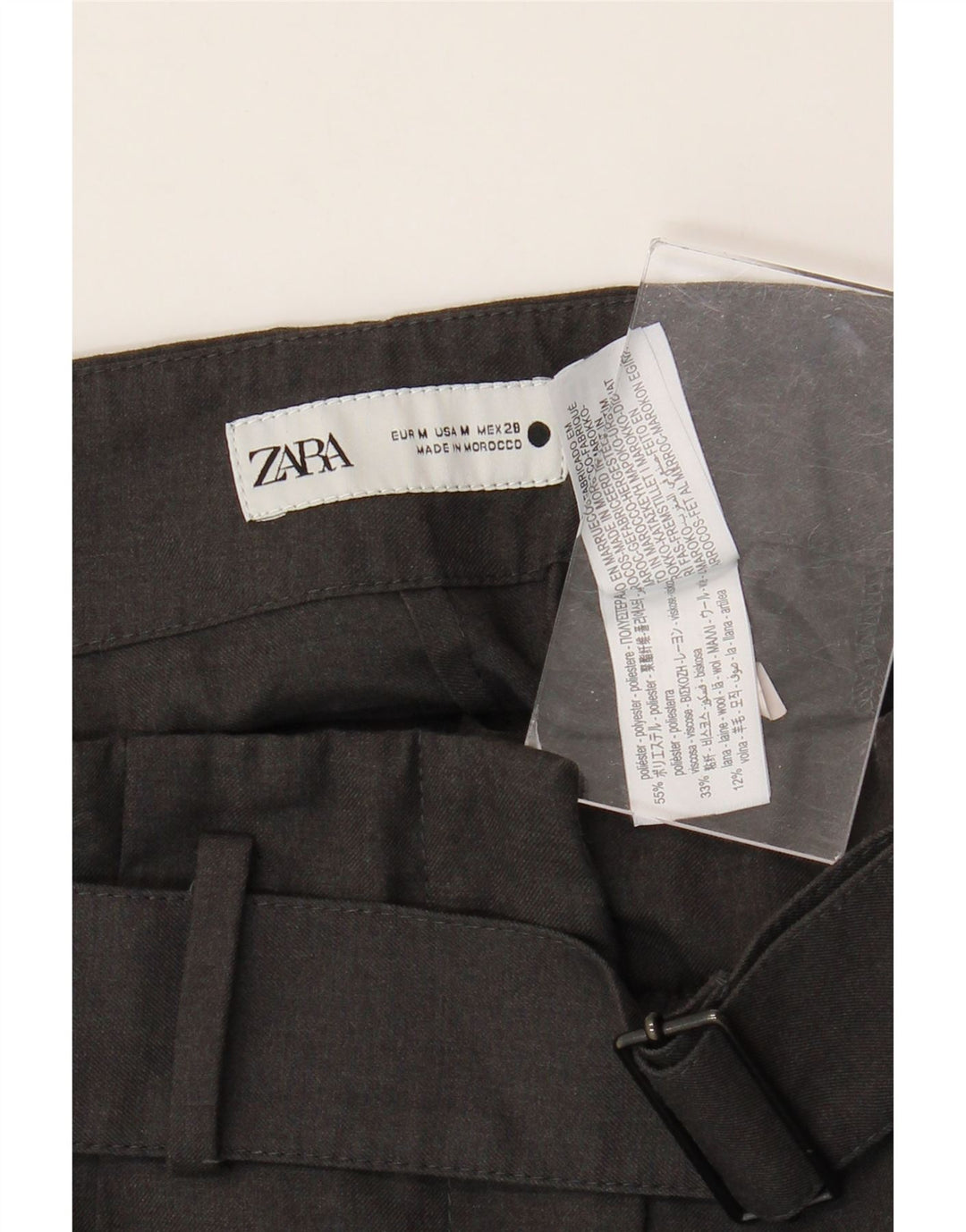 ZARA Kvinder Casual Bukser med brede ben Medium W28 L29 Grå Polyester