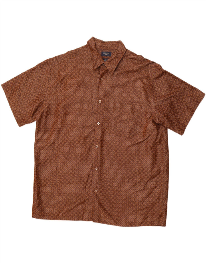 DOCKERS Kortærmet Herreskjorte XL Brun Geometrisk Rayon