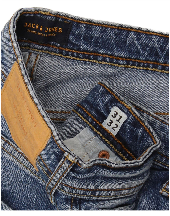JACK & JONES Herre GLENN Distressed Slim Jeans W31 L32 Blå Bomuld