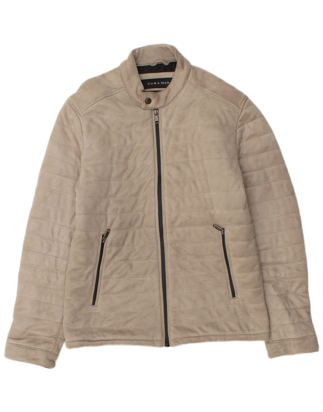 Zara Bomber Jacket UK 38 Medium Beige Polyester