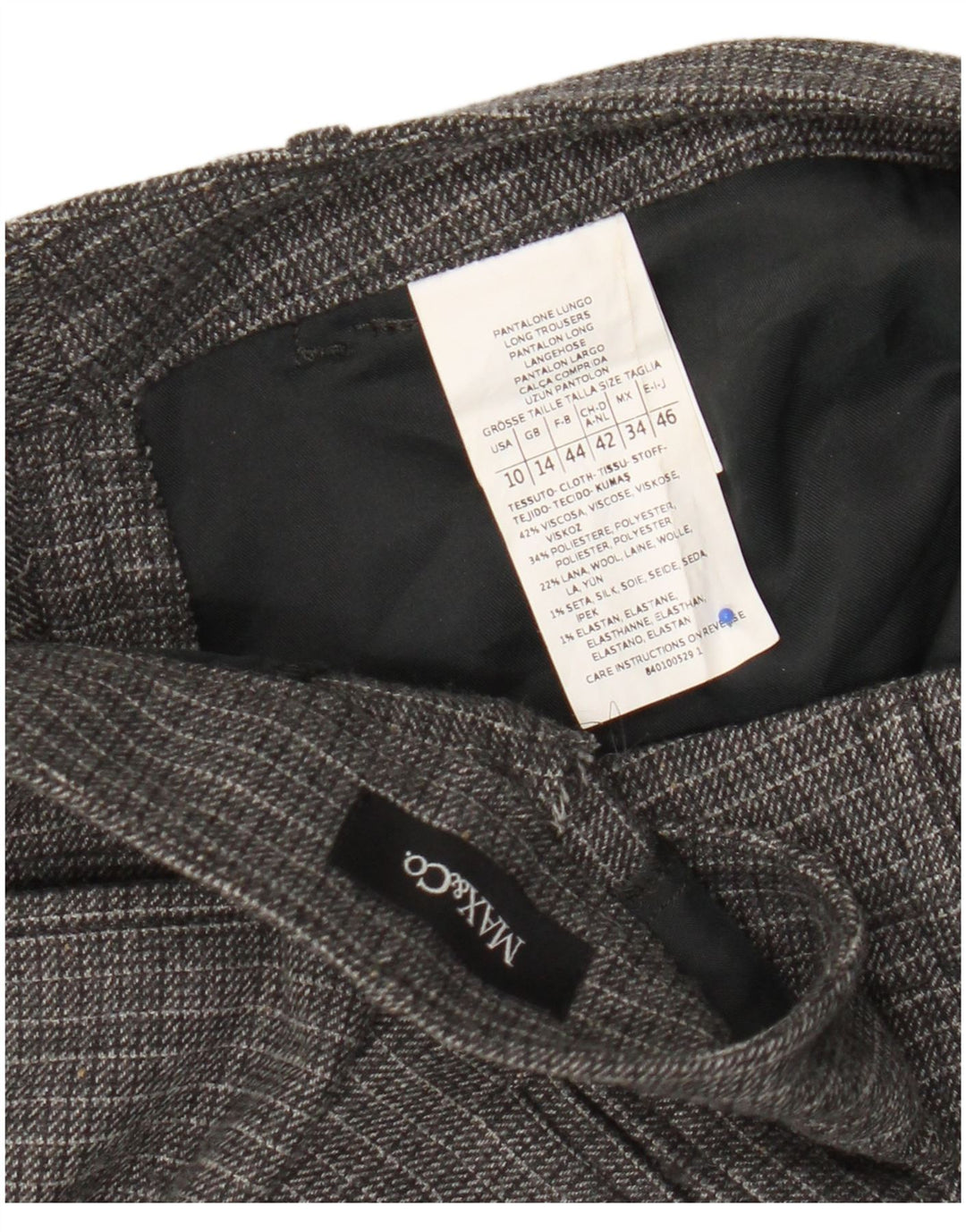 Max & Co. Slim cropped bukser til kvinder UK 14 Large W34 L24 Grå ternet